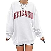 Langwyqu Women's Oversized Sweatshirt Los Angeles California Crewneck Long Sleeve Casual Loose Pullover Tops