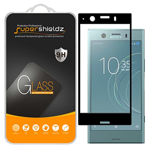 [2-Pack] Supershieldz for Sony "Xperia XZ1 Compact" Tempered Glass Screen Protector, [Full Screen Coverage] Anti-Scratch, Bubble Free, Lifetime Replacement Warranty (Black)