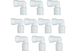XINWOO Water Tube Fitting,Quick Push to Connect,Thread Union 1/4" to 3/8" Male,for RO System,Filter,Drinking,Purifier Pack of 10（L-Type