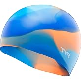 TYR Junior Tie Dye Swim Cap - Kids Durable Silicone Training Pool Headwear | 100% Premium Silicone | Engineered Junior Contour Fit | Hydrodynamic Drag Reduction | Rip-Resistant Material Toughness