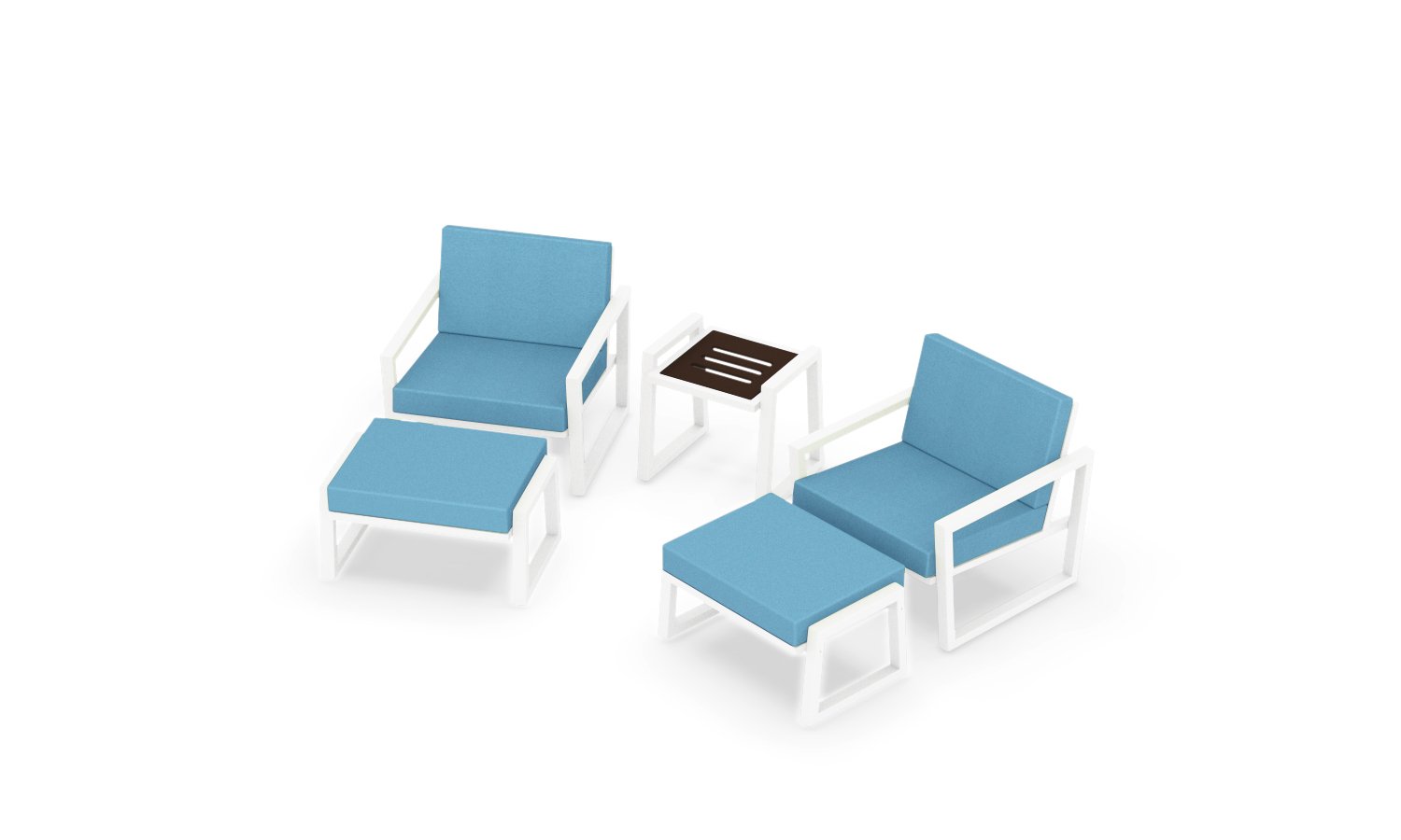 Elan Furniture Dual Ottomans Vero Outdoor Lounge Set, Sky Blue