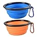 Pet Travel Collapsible Dog Bowl - SOWOKO (2 Pcs) Pet Food and Water Feeding Bowls For Beach Camping Running & Hiking Portable Foldable Cup Dish with Carabiner,Safe Eco-Friendly Silicone BPA Free