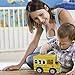 Wooden Wheels Natural Beechwood Chunky Cars and Vehicles Imagination Generation | for Children +12 Months | Yellow School Bus