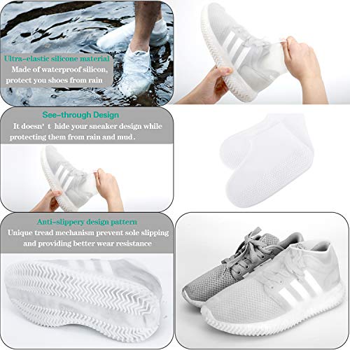 Matow Reusable Silicone Boot and Shoe Covers, Waterproof Rain Socks, Silicone Rubber Shoe Protectors for Indoor and Outdoor Protection - 1 Pair(2 PCS) (Medium, Clear White) - Thumbnail 2