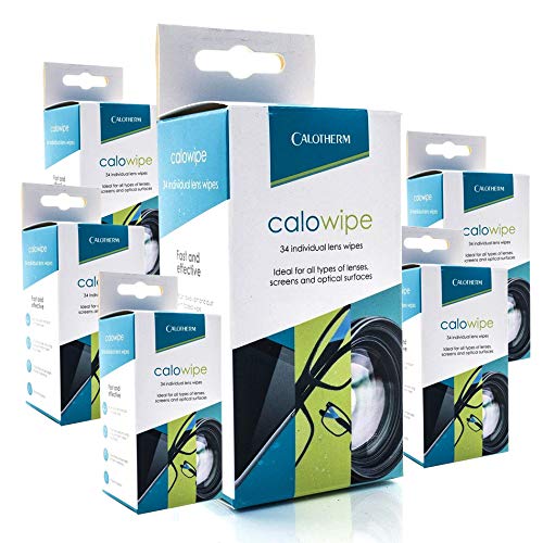 Calotherm Calowipe Professional Lens & Optical Cleaning Wipes – 204 Individually Wrapped Wipes (6 × 34) – Streak-Free & Anti-Static for Glasses, Cameras, Screens & Optics