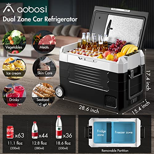 AAOBOSI Portable Car Refrigerator 12 Volt 48 Quart (45L) RV Car Fridge