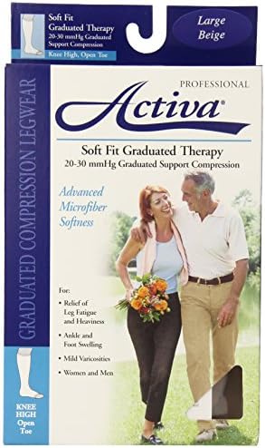 FLA Activa Soft Fit Knee High Open Toe - 20-30 mmHg Beige Large H30403