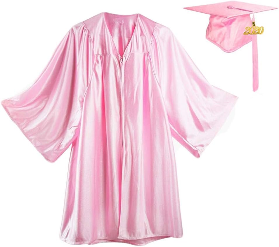 HEPNA2023 Shiny Kindergarten Graduation Cap and Gown with Tassel Robe Hat for Preschool Pre-K Graduation Photography