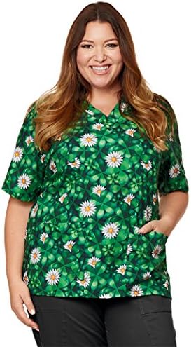 2 Pocket Scrub Top, Shamrocking Good Time, Large