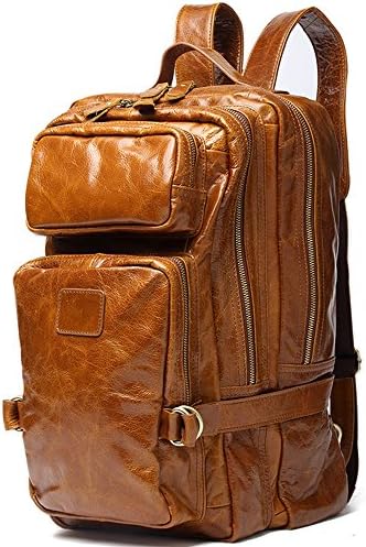 CoCosion Genuine Leather Men's High Capacity Backpack