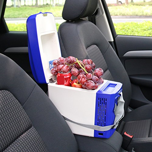 SL&BX 5l car refrigerator,Mini fridge refrigerator small home mini car dual heating and cooling box portable for bedroom, Office or dorm-Blue 27.7x18x30.6cm(11x7x12inch)