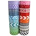 Wonderful Washi Tape Japanese Decorative Paper Craft Tape - Geometric Collection (Set of 20 Rolls) Extra Long (32 feet!)