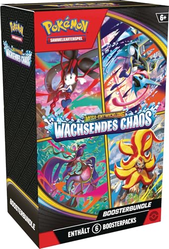 Pokémon-Sammelkartenspiel: Boosterbundle Mega-Entwicklung – Wachsendes Chaos (6 Boosterpacks)
