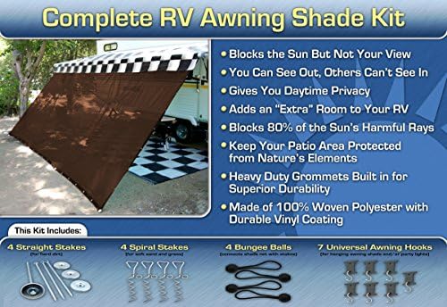 RV Awning Shade Motorhome Awning Screen Kit 8x16 (Brown)