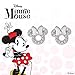 Disney Minnie Mouse Women Jewelry, Sterling Silver Clear Cubic Zirconia and Silver Bow Stud Earrings