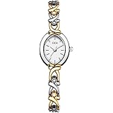 TOOCAT Oval Quartz Petite Ladies Watches with Gold-Plated Steel Bracelet Exquisite and Elegant Dress Watch Ideal for Slender Wrists