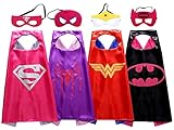 Asgift Comics Cartoon Dress Up Costumes 4 Pcs Satin Capes with Felt Masks for girls
