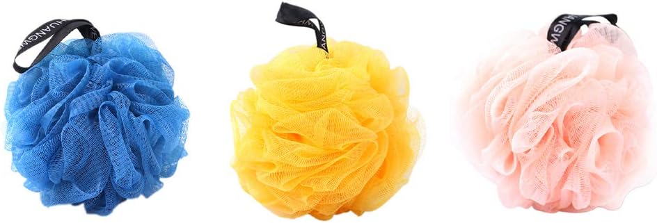 Omenluck 3Pcs Loofah Sponge Bath Flower Ball Mesh Scrubber Exfoliating Shower