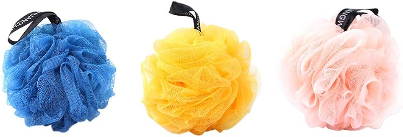 Omenluck 3Pcs Loofah Sponge Bath Flower Ball Mesh Scrubber Exfoliating Shower