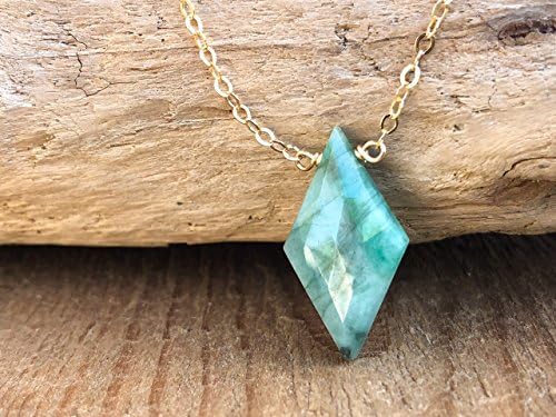 Emerald May Birthstone Necklace in 14K Yellow Gold Fill 16" - 18"