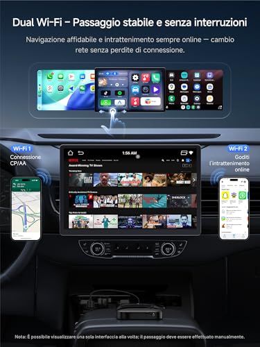 AI Box CarPlay, Android Auto Wireless CarPlay Adapter, 4G+32G, for Netflix/Youtube/TikTok, DriveChat AI, Bluetooth Lock, Split Screen, Dual Wi-Fi, Y Cable, CB4B