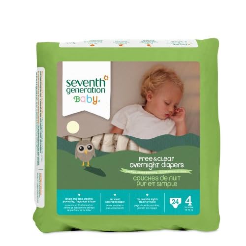 Seventh Generation Baby Free & Clear Overnight Diapers, Stage 4, 24 Count (Pack of 4) image