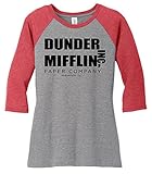 Comical Shirt Ladies Dunder Mifflin Paper Company Funny TV Show Shirt 3/4 Raglan