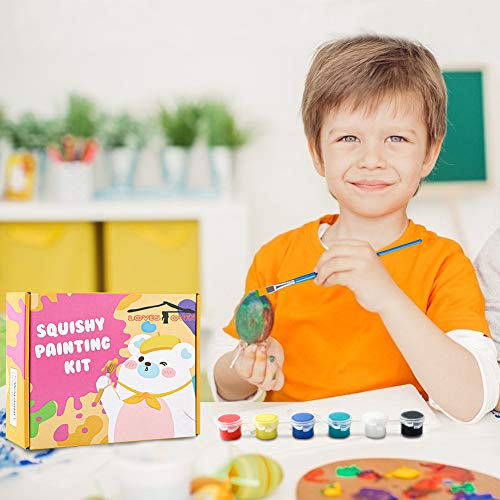 LOVESTOWN DIY Squishy Easter Eggs, 9 Pcs Squishy Egg Painting Kit Easter Egg Craft Easter Basket Stuffers Paint Your Own Squishies for Gifts