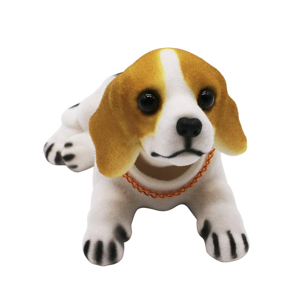 MonLiya Bobble Head Beagle, Car Decoration Nodding Dog Ornaments High Emulation Creative Dog Dashboard Crafts Dog Lover Gift for Car Vehicle Desk Tabletop Office Decor (Beagle)