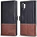 KEZiHOME for Samsung Galaxy Note 10+ Plus Case, Genuine Leather Note 10 Plus 5G Wallet Case RFID Blocking Credit Card Slot Flip Magnetic Stand Case Compatible with Galaxy Note 10Plus (Black/Brown)