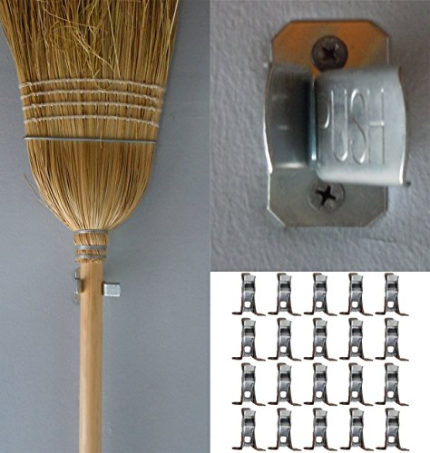 20 Metal Spring Grip Clamps Garage Closet Wall Organizer for Brooms, Mops, Rakes, Etc. (20 Pack)