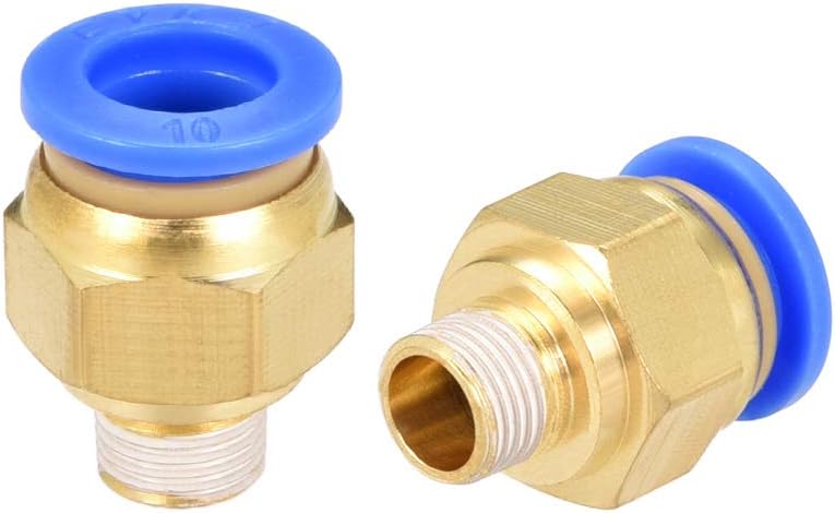 sourcing map Straight Pneumatic Push to Quick Connect Fittings G1/8 Male x 10mm Tube OD 2pcs