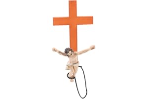 MOBUTOFU Catholic Cross Shaped Wall Hanging Decoration with Jesus Figure Religious Home Décor Random Style