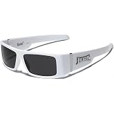 OG Locs Men's Square Frame Gangster Shades Dark Lens Sunglasses - White