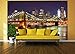 Large Photo Wallpaper – Brooklyn Bridge at Night – Picture Decoration New York City Skyline Illuminated Skyscraper Street USA Image Decor Wall Mural (132.3x93.7in - 336x238cm)