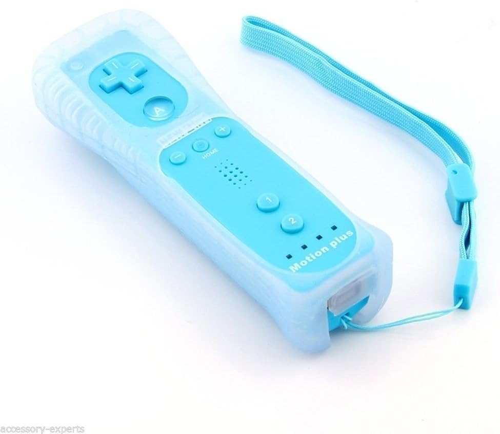mini kitty Remote Control with Motion Plus for Nintendo Wii/Wii U + Silicone Case + Strap Sky Blue