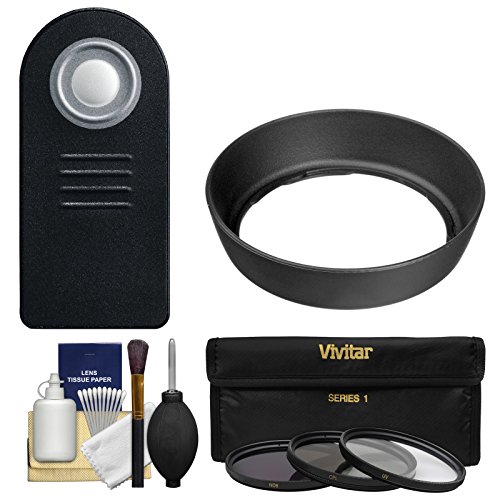 RC-6 Wireless Shutter Release Remote Control + 3 UV/FLD/CPL Filter Set + Hood Kit for Canon Rebel T5i, T6i, T6s, T7i, SL1 Digital SLR Cameras & 18-55mm IS Lens