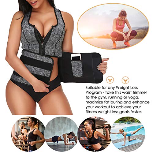 Neoprene Sauna Suit Tank Top Vest for Women, Slimerence, Latex Sport Girdle Waist Trainer Corset Grey L - Thumbnail 5
