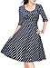 Miusol Women's V Neck Retro 1920'S Polka Dot Half Sleeve Vintage Swing Dress,Blue,Medium
