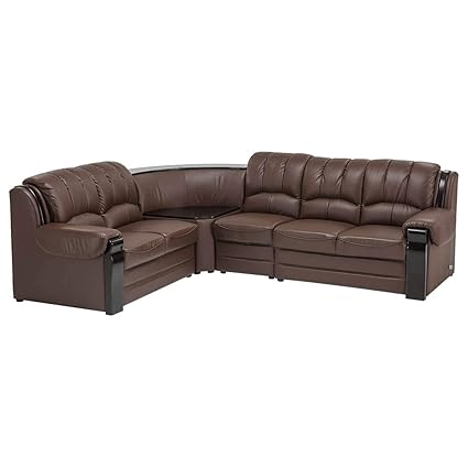 Durian Larry Five Seater L-Shaped Sofa (Cognac Brown)