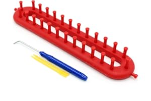 HZ YIHAI AUTUMN Rectangle Knitting Looms，Plastic Weaving Looms Set，Weaving Loom，Scarf Hats Making Tools，DIY Crocheting Handmade Craft Kit with a Crochet Hook and Needle for Knitting Lovers，26 cm (Red)