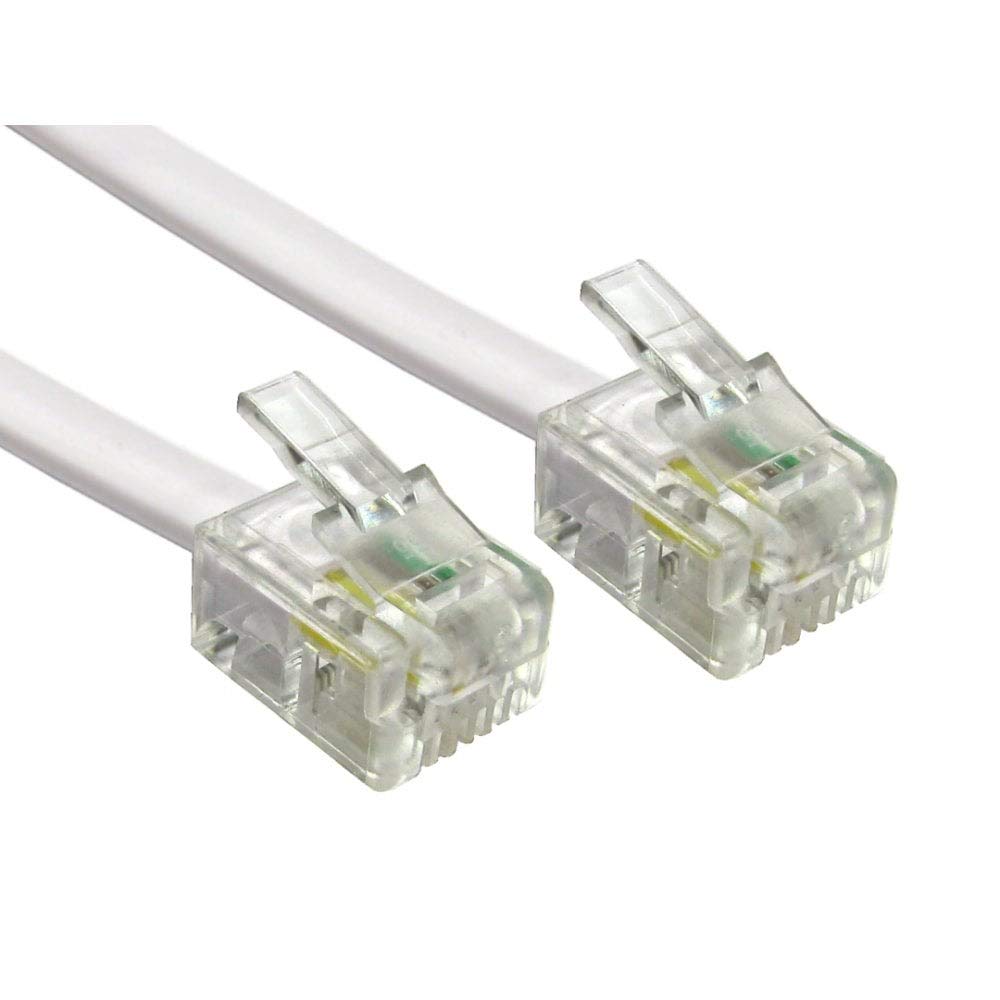 Alida Systems ® ADSL Cable 3m - Superior Quality/Gold Plated Contact Pins/High Speed Internet Broadband/Router or Modem to RJ11 Telephone Jack or Microfilter/White