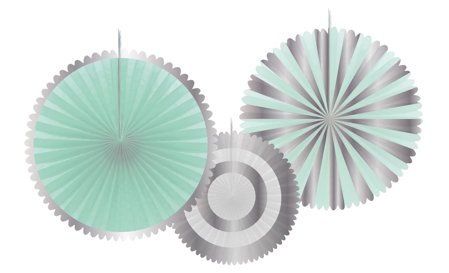 Folat 66958 Honeycomb Fan Mint/Silver Set of 3, Multicoloured