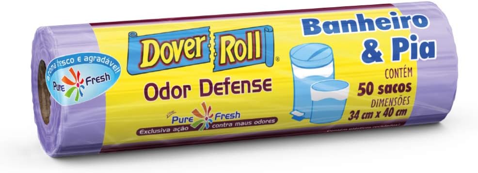 Sacos para Lixo Dover-Roll, Lilás | Odor Defense, Banheiro & Pia, Rolo com 50 Sacos para Lixo, Pure Fresh