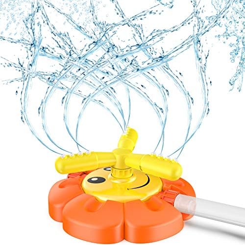 thumbnail image 2 of Kids Water Sprinkler Toy With Rotating Nozzles - Attaches To Garden Hose For Summer Outdoor Backyard Fun 2 of 13