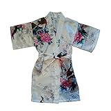Awind Girls' Satin Kimono Wrap Robe Flower For Spa Party Christmas