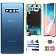 S 10+ Plus Back Glass Cover Replacement Housing Door (Waterproof) with Camera Lens and Frame +Tape Parts for Samsung Galaxy S10 Plus S10+ SM-G975U/W/F/DS + Tools (Prism Blue).