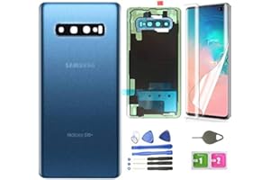 TEAMPLAYER S 10+ Plus Back Glass Cover Replacement Housing Door (Waterproof) with Camera Lens and Frame +Tape Parts for Samsung Galaxy S10 Plus S10+ SM-G975U/W/F/DS + Tools (Prism Blue).