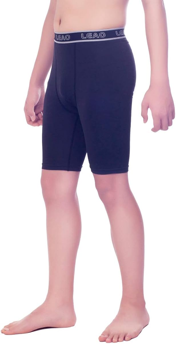LEAO Youth Boys Compression Shorts 2-Pack Performance Athletic Underwear Sports Boxer Briefs: Clothing