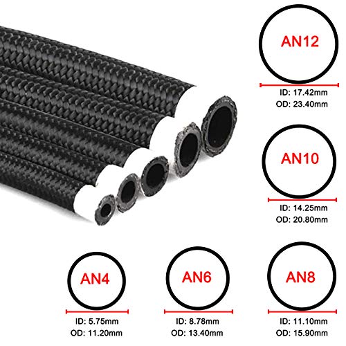 Nylon Braided Fuel Hose Kit, 10ft 1/2 Fuel Line with 6Pcs 8AN Hose End Adapter and 2Pcs 8AN Hose